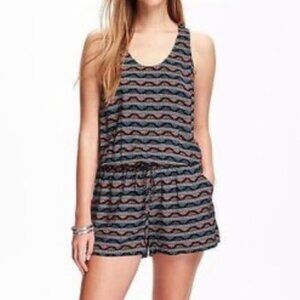 Old Navy Orange Black Green Aztec Print Sleeveless Romper